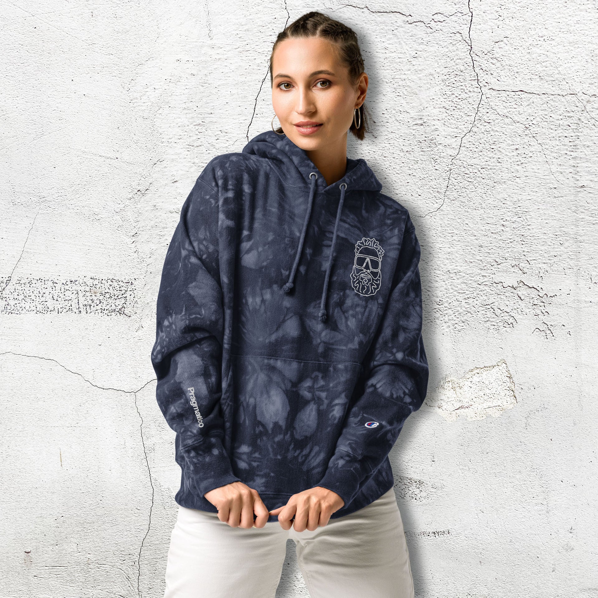 Pragmatico Unisex Tie-Dye Champion Embroided Hoodie