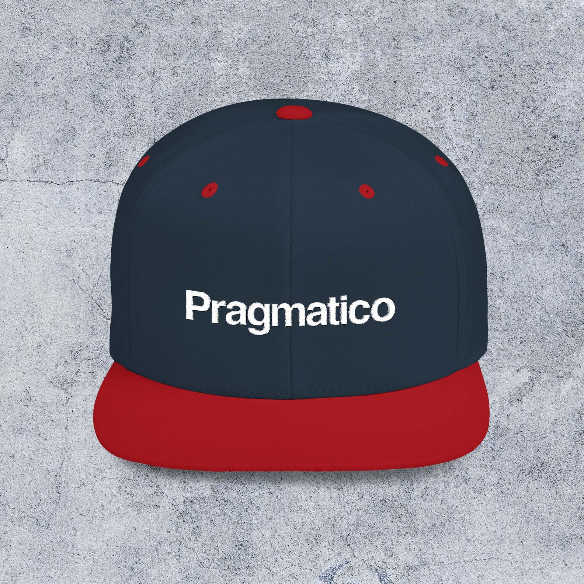 Pragmatico Flat Bill Snapback Cap - Navy / Red