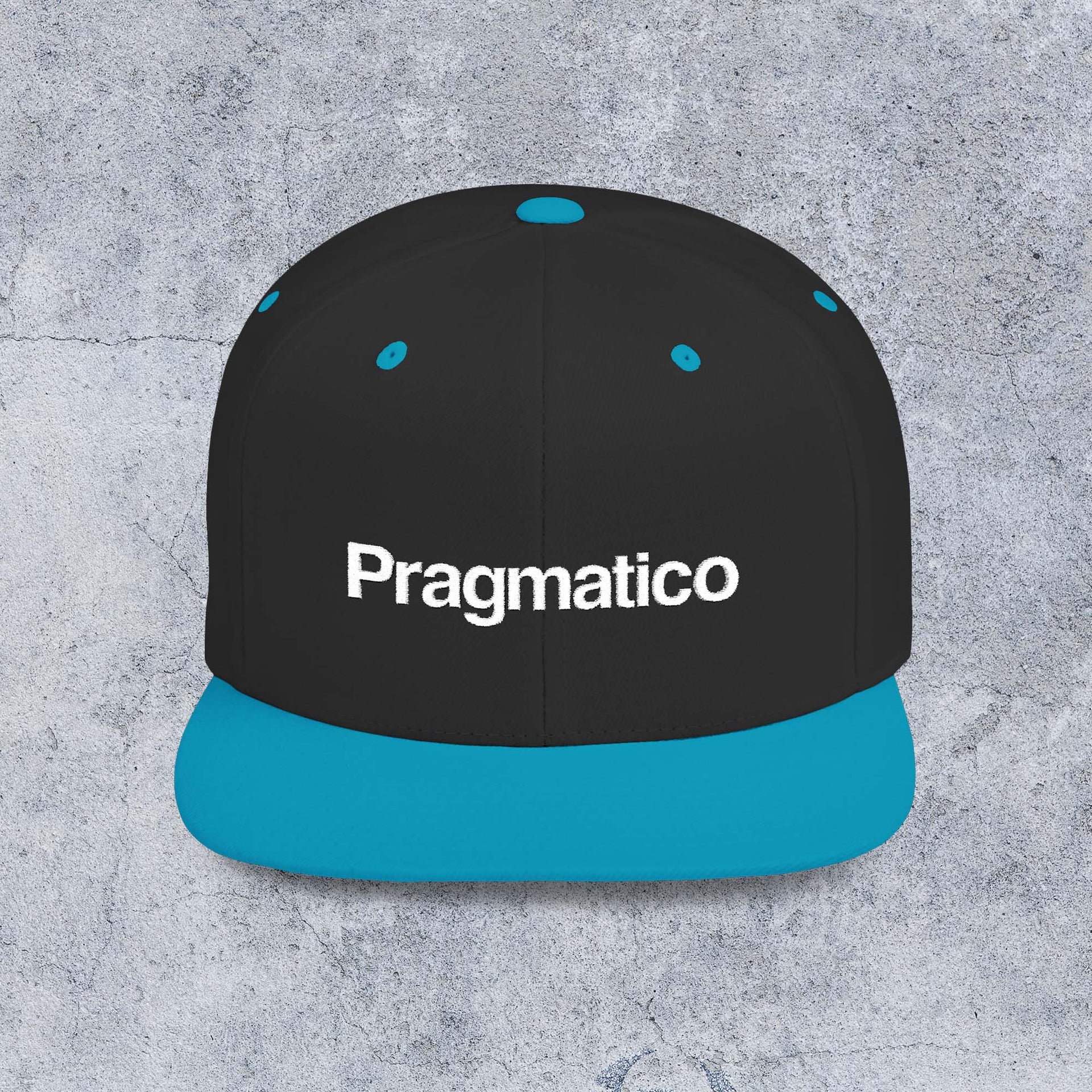 Pragmatico Flat Bill Snapback Cap - Black / Teal
